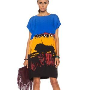 Diane von Furstenberg Harriet Runway Lion Landscape Print Shift Cocktail‎ Dress